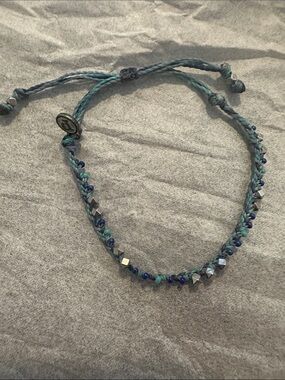 NWOT Pura Vida Boho Blue & Silver Beaded Braided Bracelet